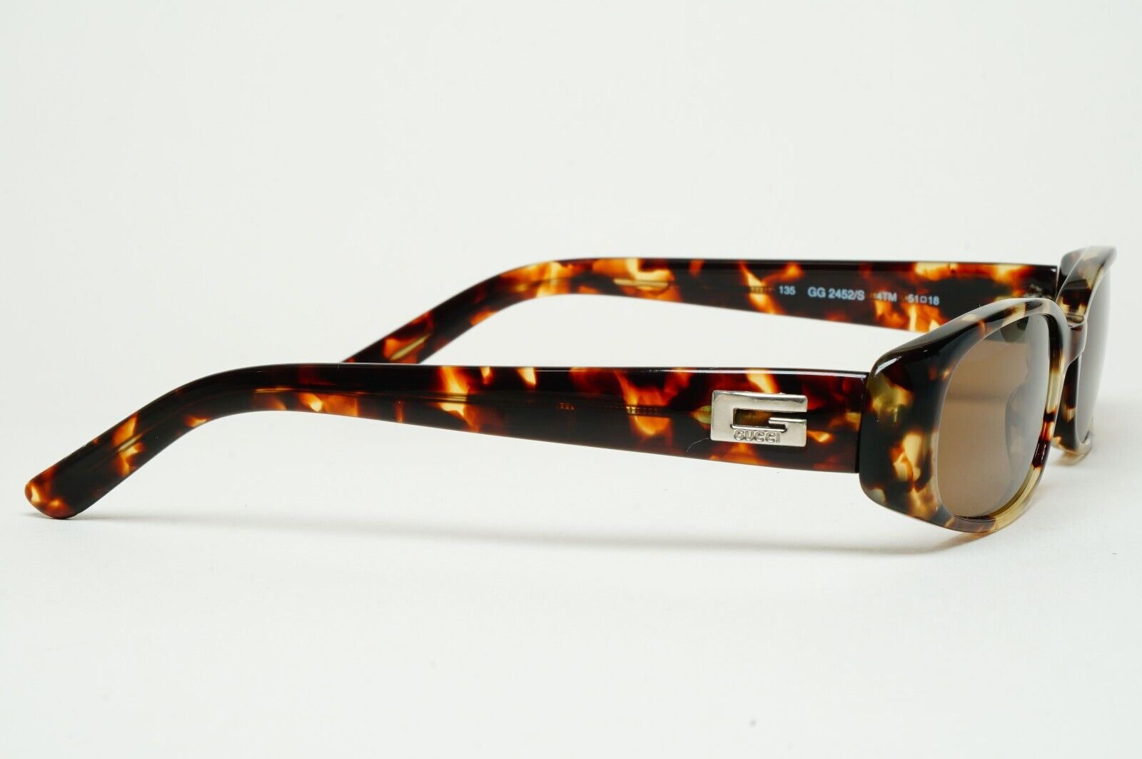 Gucci Sunglasses 1998 Vintage Brown Rectangle Small GG 2452/S 4TM 51mm 310125