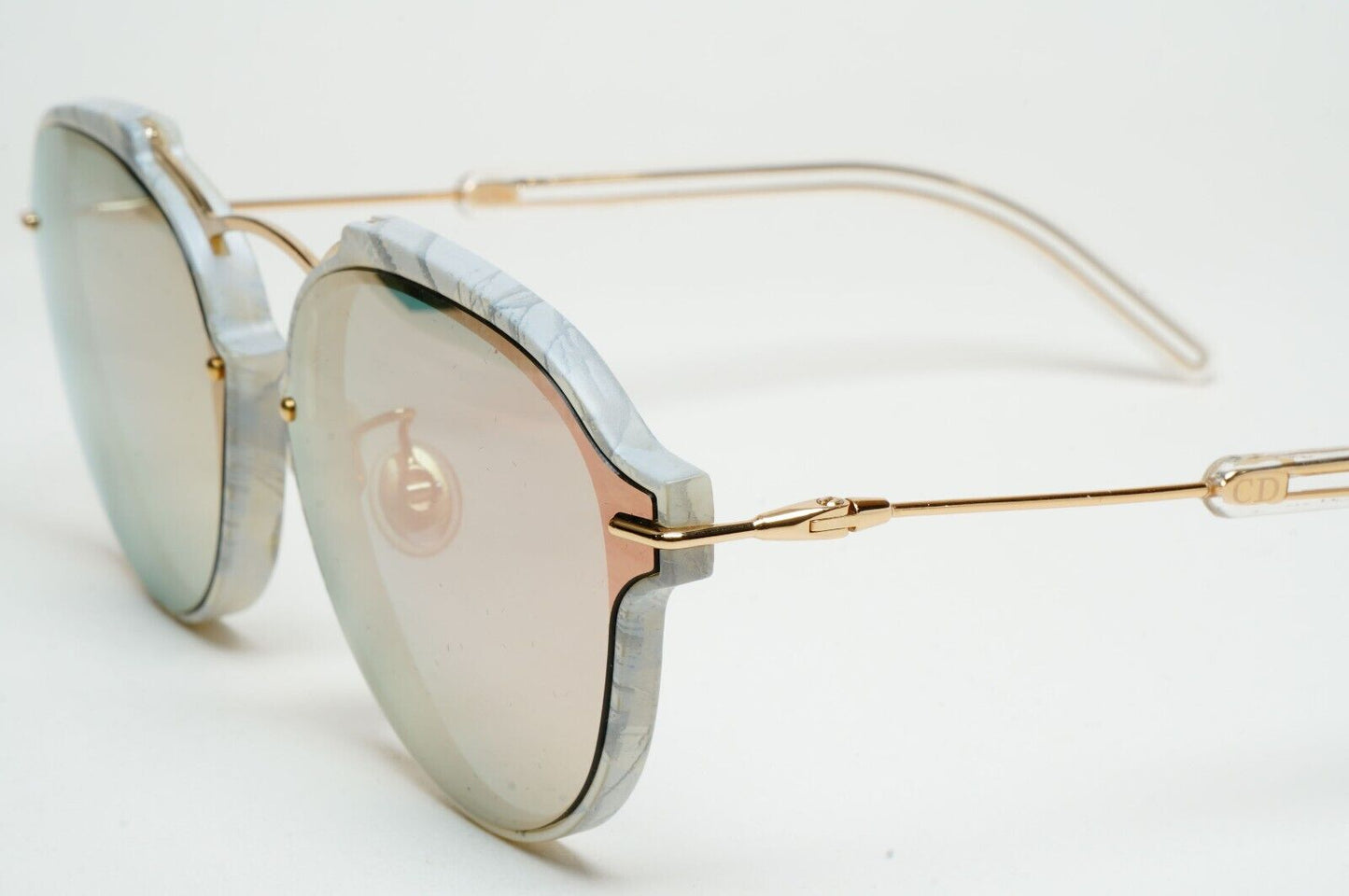 Dior Sunglasses Gold Grey Pale Pink Mirror Eclat GB70J 60mm 120125