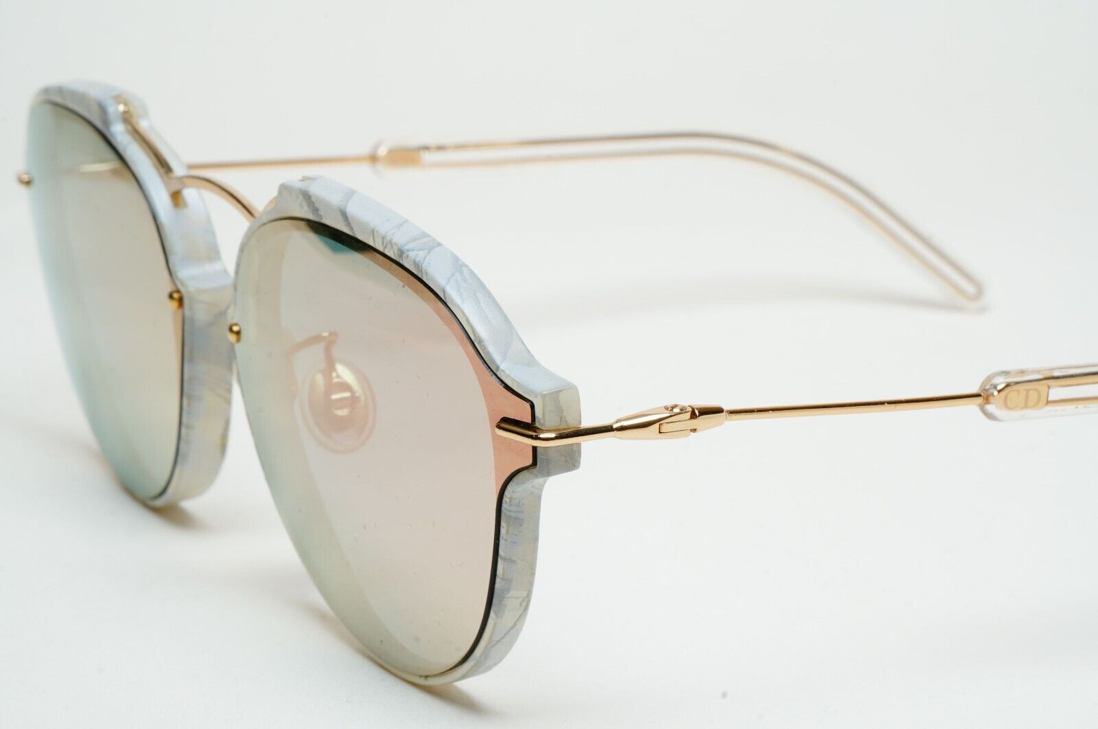 Dior Sunglasses Gold Grey Pale Pink Mirror Eclat GB70J 60mm 120125