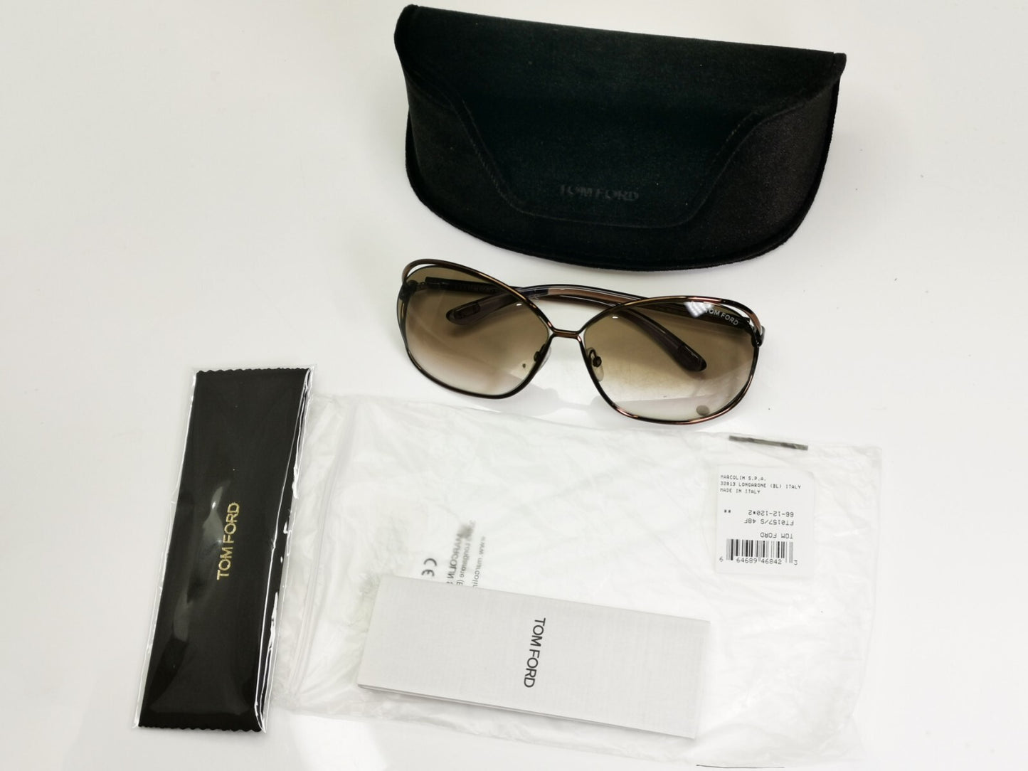 Authentic TOM FORD Womens Sunglasses Shiny Bronze Brown Carla TF157 48F [a]