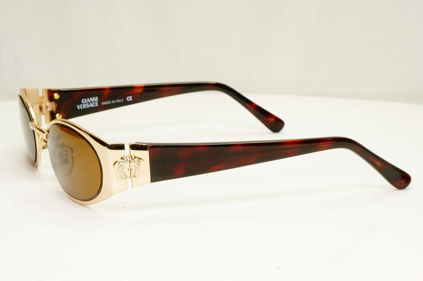 Gianni Versace 1996 Vintage Gold Brown Medusa Metal Sunglasses MOD X30 COL 030