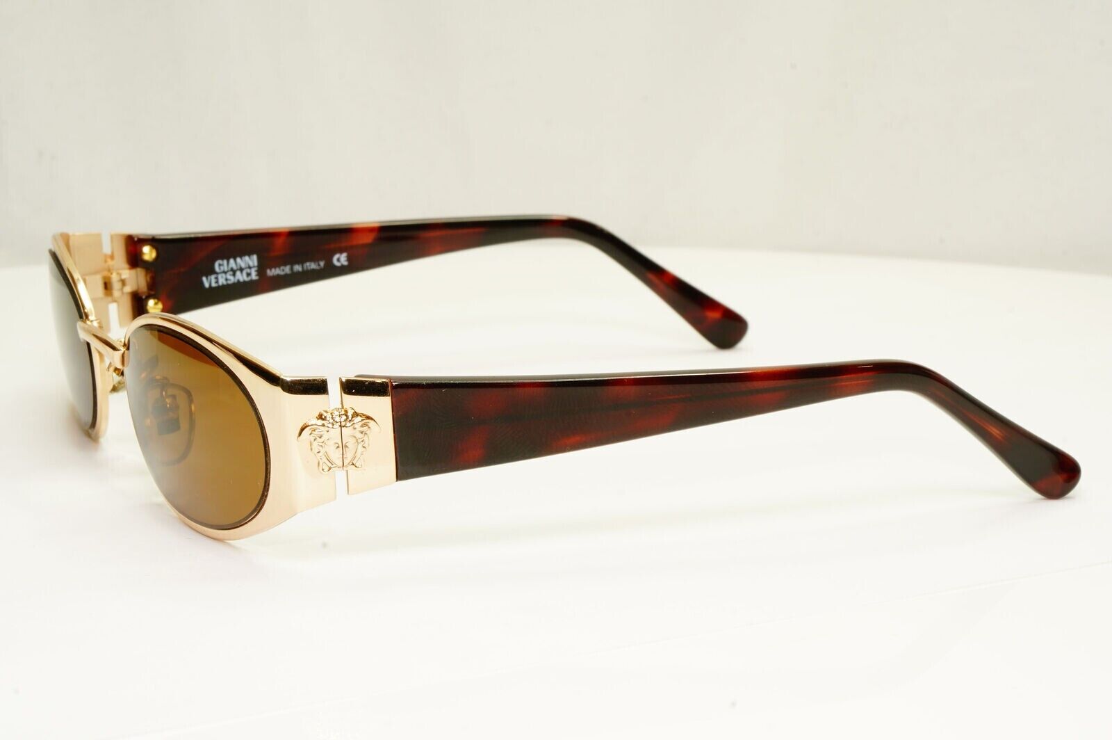 Gianni Versace 1996 Vintage Gold Brown Medusa Metal Sunglasses MOD X30 COL 030