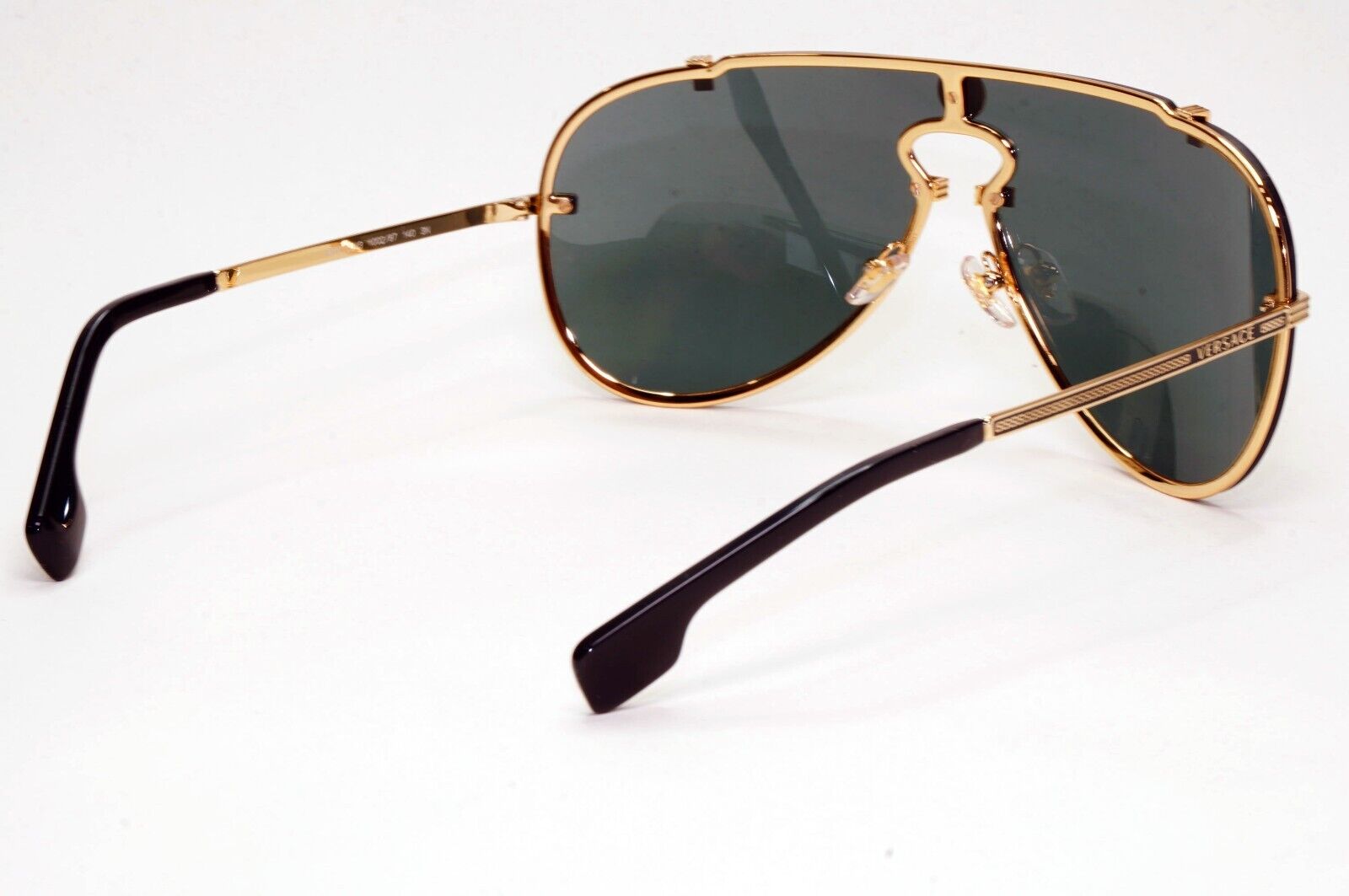 Versace Sunglasses Black Gold Pilot Medusa Metal Shield MOD VE 2243 1002/87