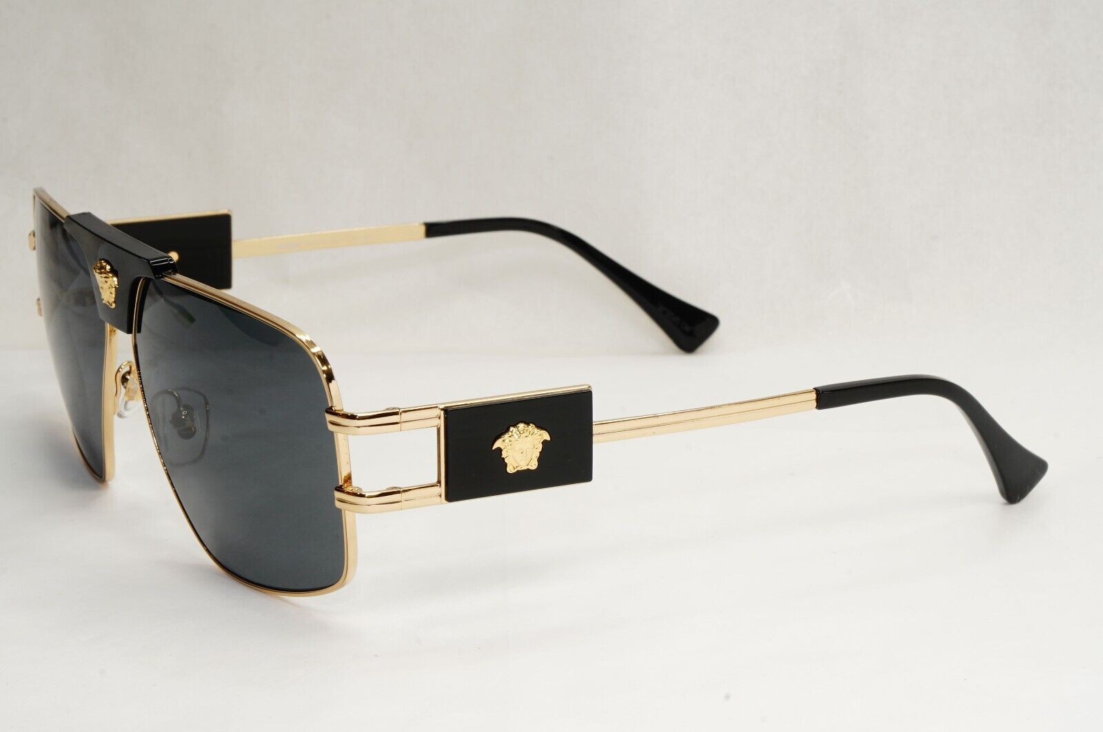 Versace Sunglasses Gold Black Grey Metal Navigator Pilot MOD VE 2251 1002/87