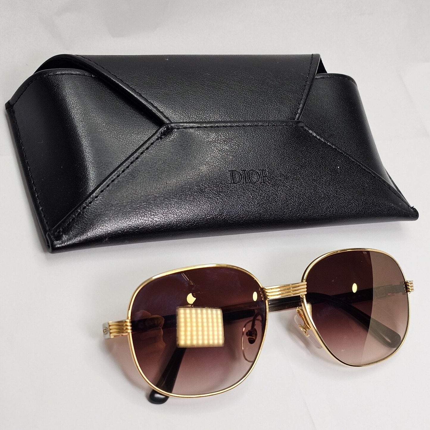 Dior Monsieur Sunglasses 1990s Vintage Japan Gold Brown Square 2380 42 270324