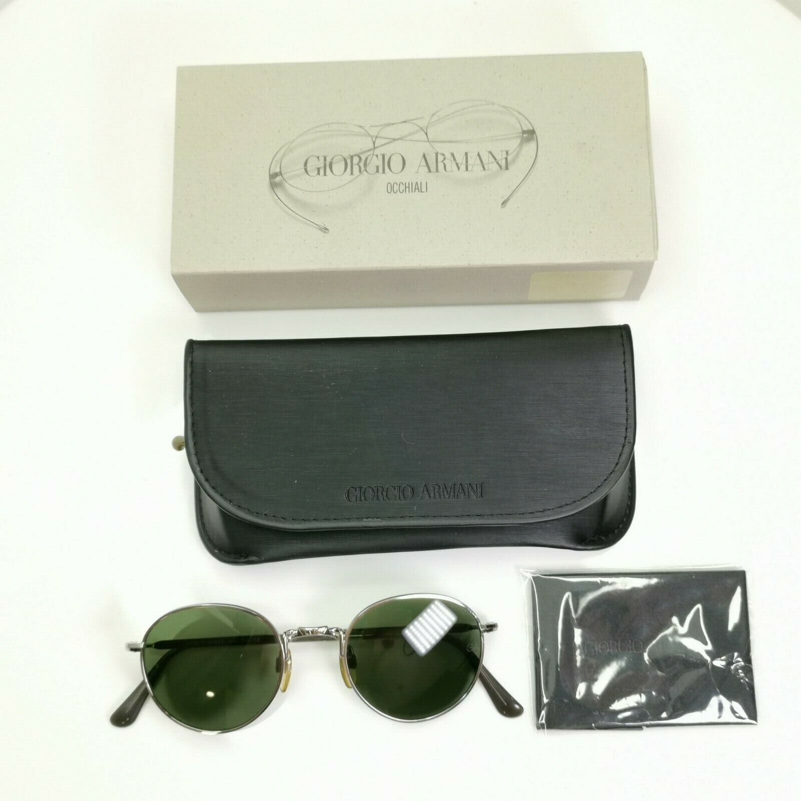 Giorgio Armani 1997 Vintage Sunglasses Silver Round Metal Glass Lens 652 707