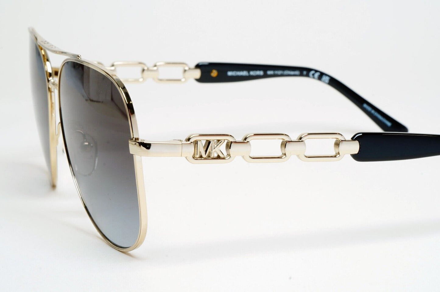 Michael Kors Sunglasses Gold Pilot Grey Gradient Metal MK 1121 Chianti 1014/8G