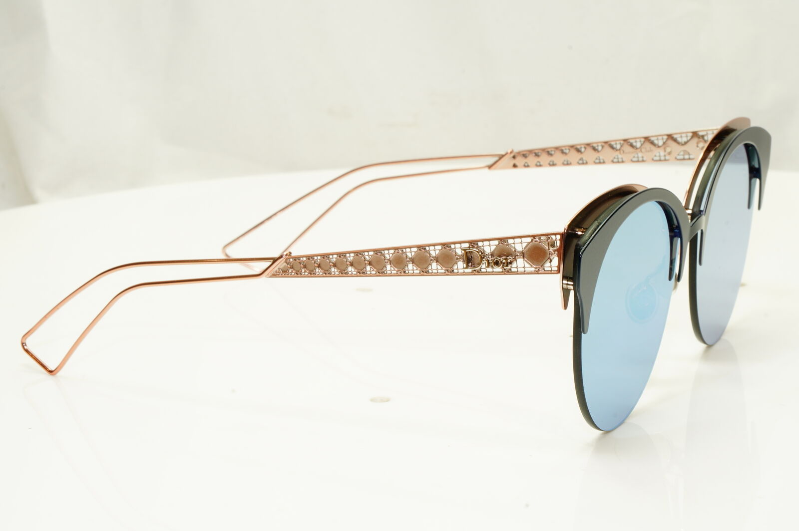 Authentic Dior Womens Mirror Metal Sunglasses Black Blue Gold Diorama Club FBXA4