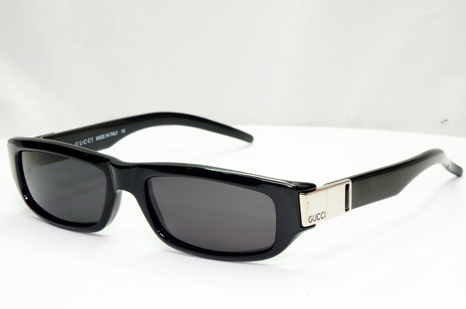Gucci Sunglasses 1997 Vintage Black Rectangle Silver GG 1153/S D28 53mm 120125