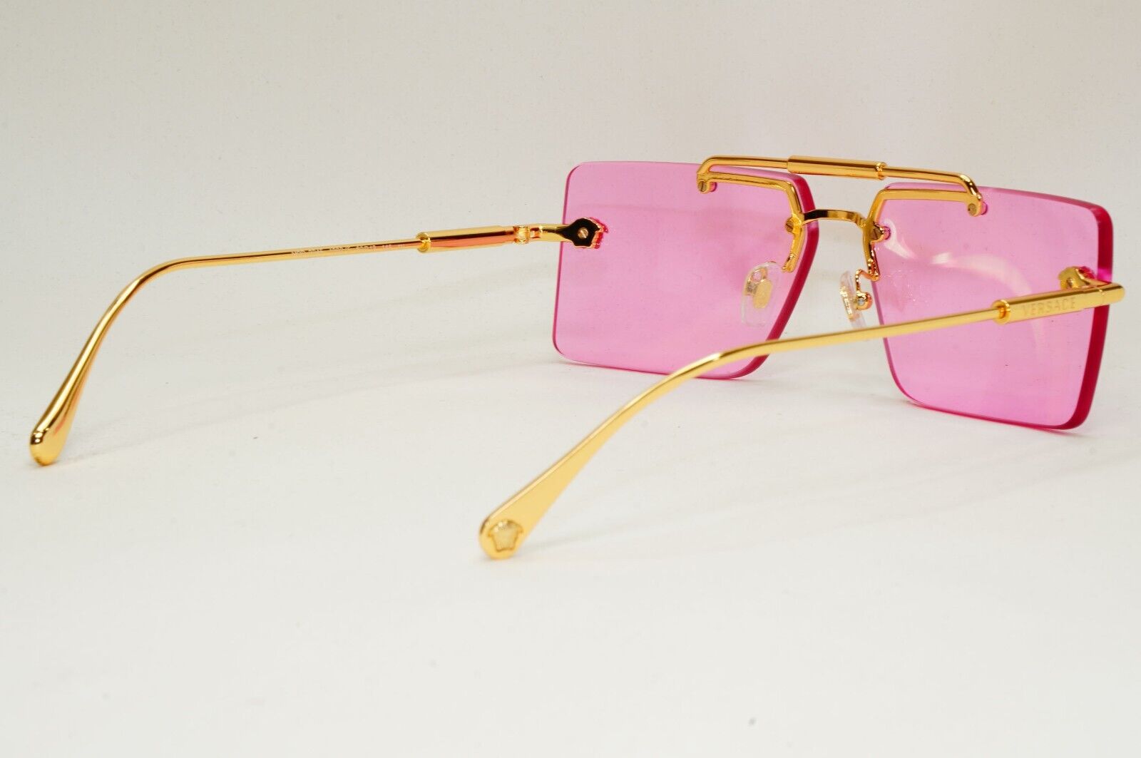 Versace Sunglasses Gold Rimless Medusa Fuchsia Pink Violet MOD VE 2245 1002/5