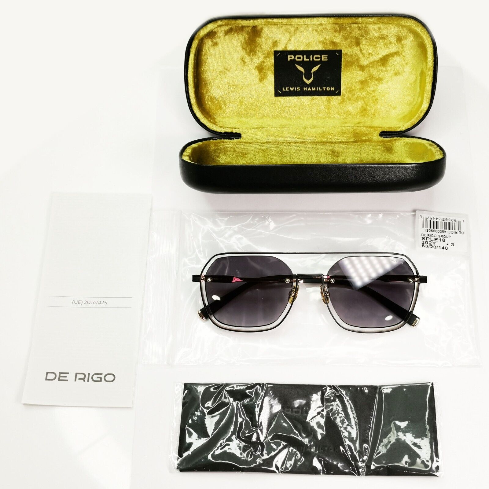 Police Lewis Hamilton F1 Sunglasses Gold Black Gradient Pilot SPL E18 COL 302Y