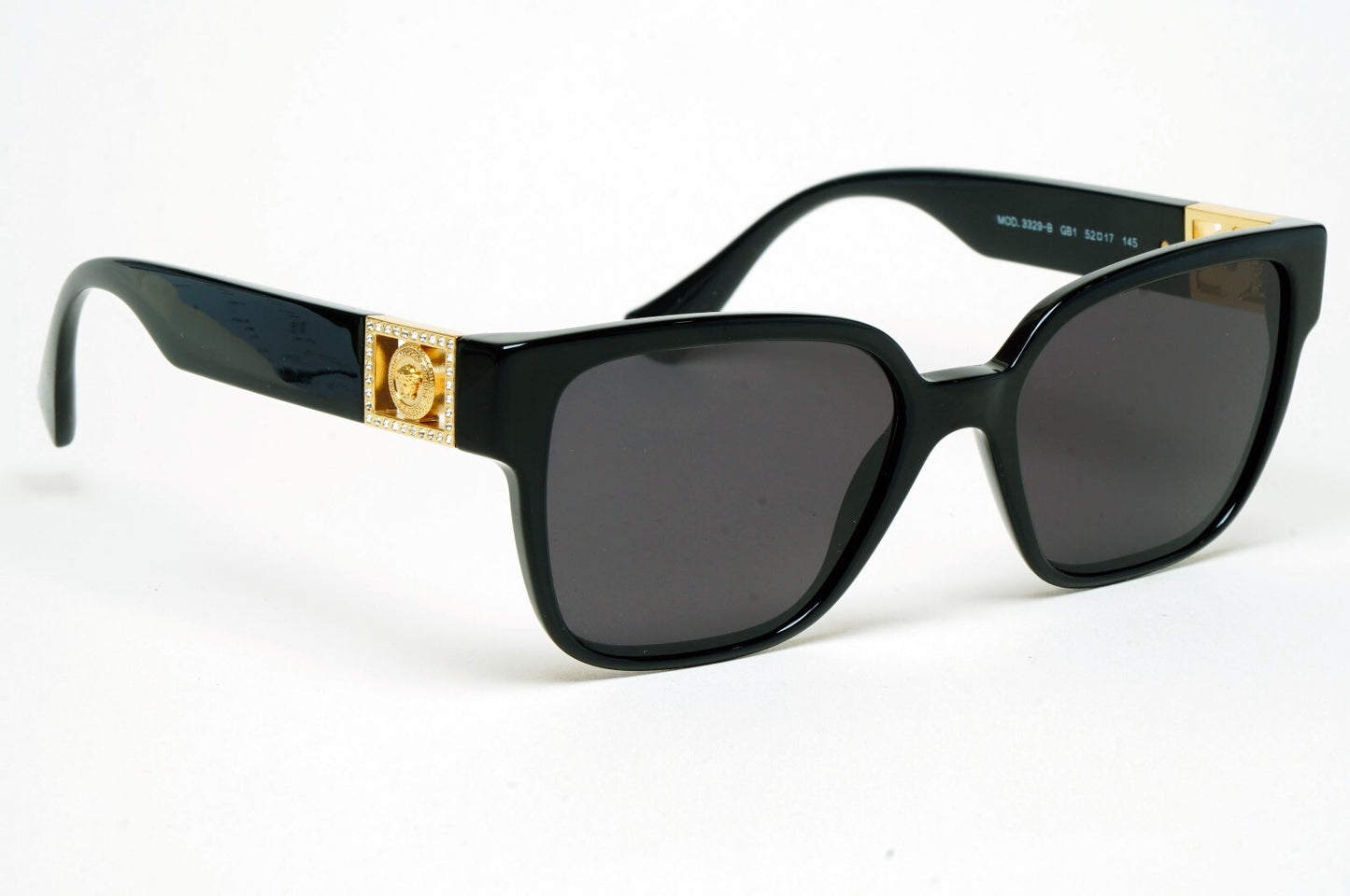 Versace Sunglasses Black Gold Medusa Diamante Square MOD VE 3329-B GB1 52mm