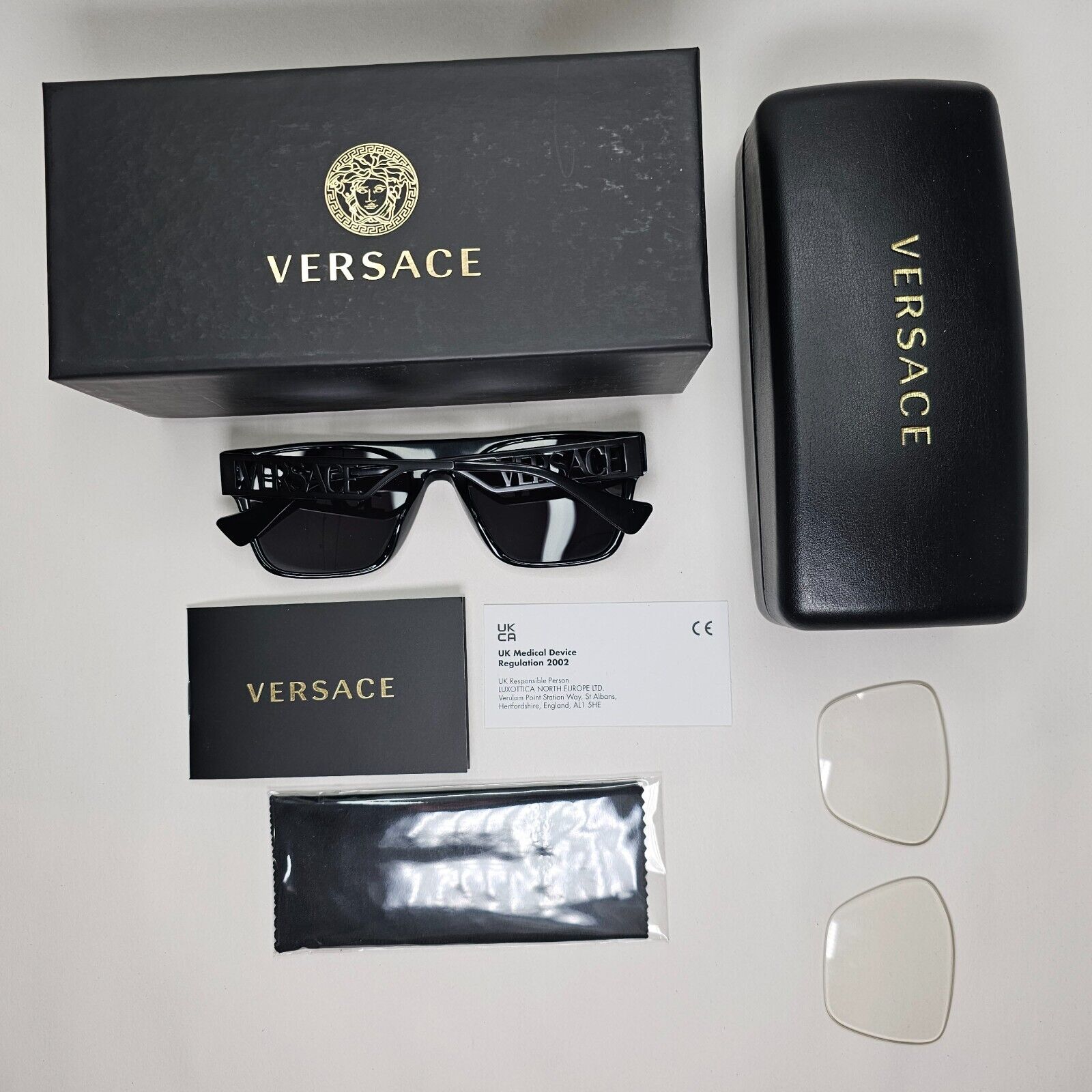 Versace Sunglasses Black Square Large Logo Letters MOD VE 3326-U 5380 55mm