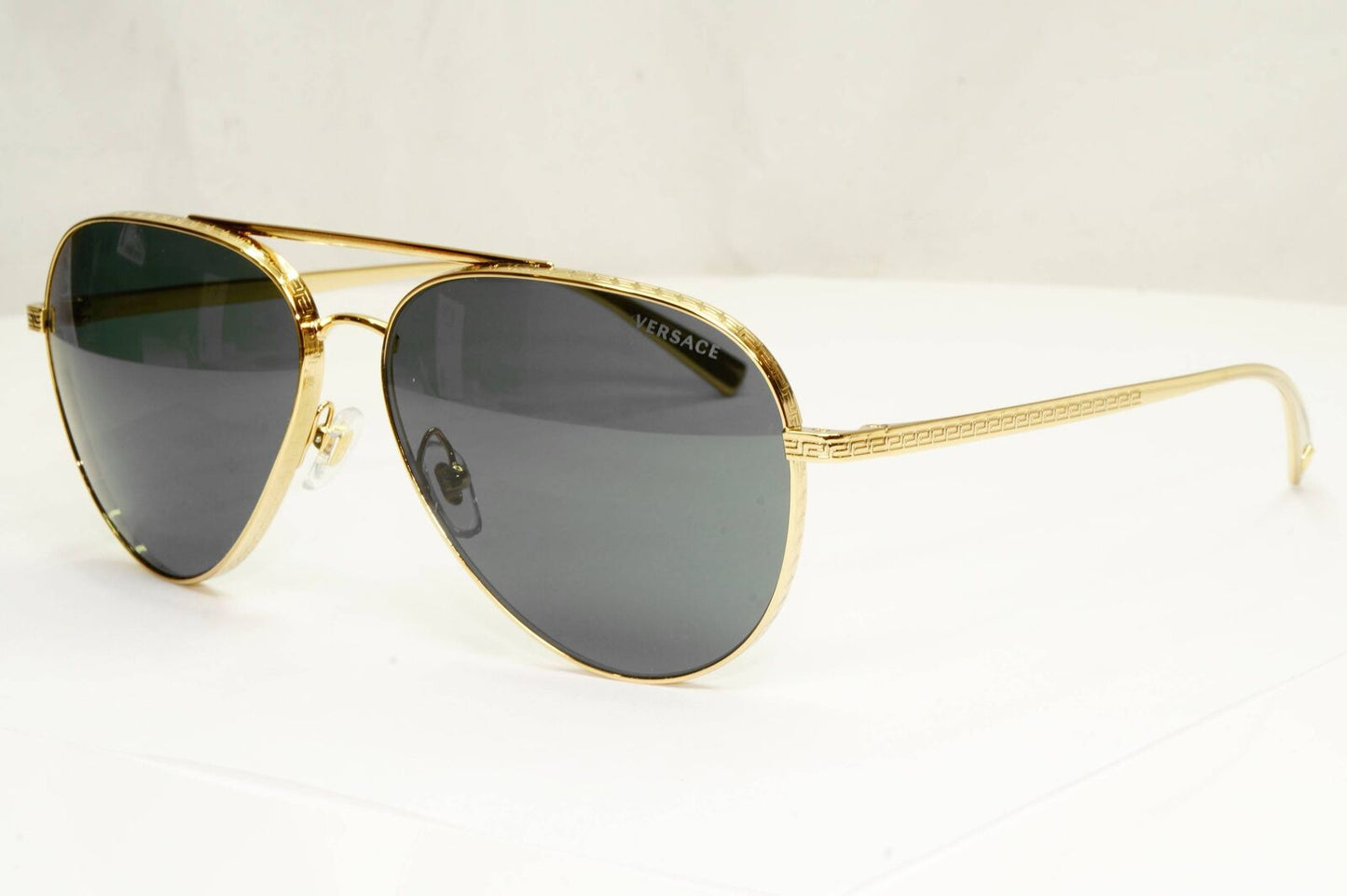 Versace Sunglasses Gold Pilot Metal Black Grey MOD VE 2217 1002/87 59mm