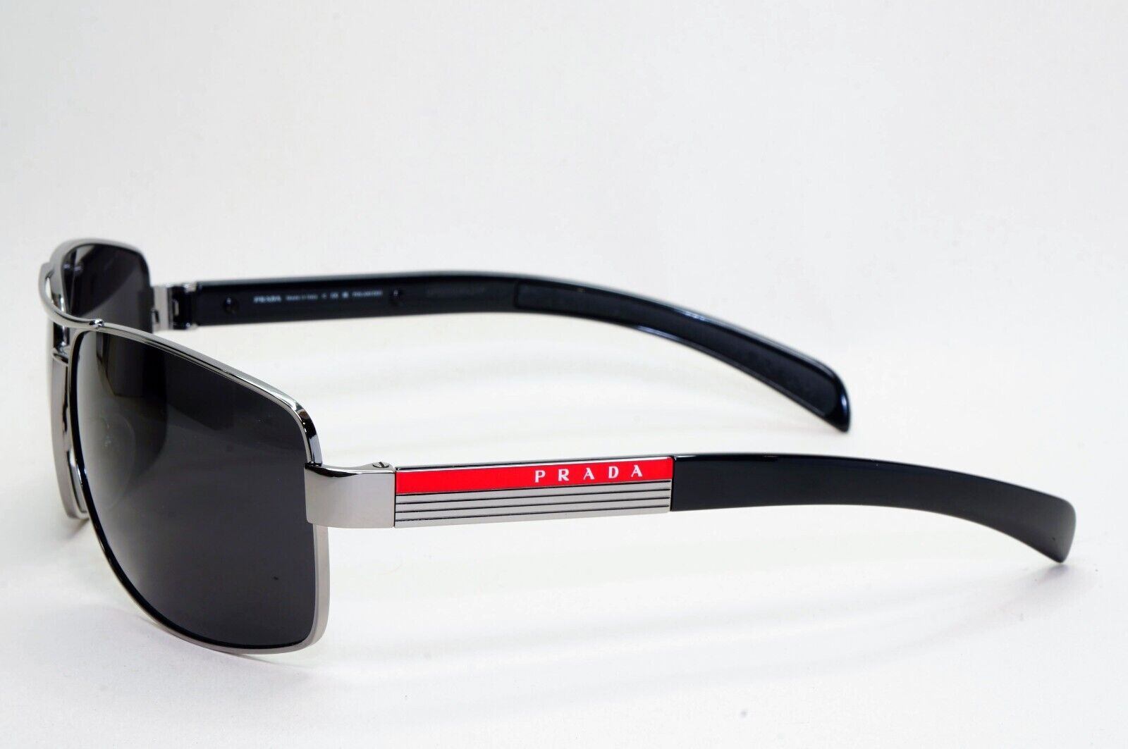 Prada Sunglasses Black Gunmetal Wrap Navigator PS54IS SPS 54I 1AV-5Z1 210924