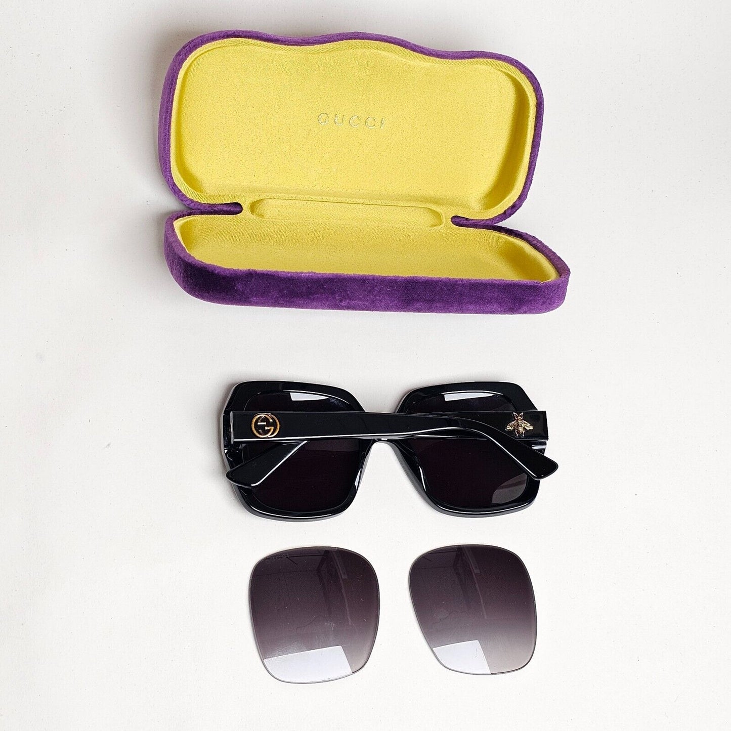 Gucci Sunglasses 2017 Bee Black Square Oversized Large GG0096S 001 120125
