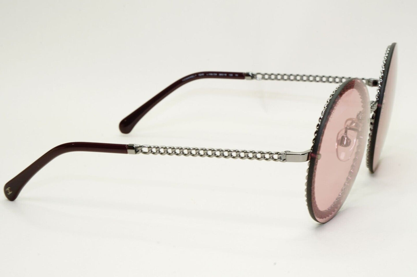 Chanel Sunglasses Chain Round Rimless Metal Grey Gunmetal Pink CH 4245 c.108/D8