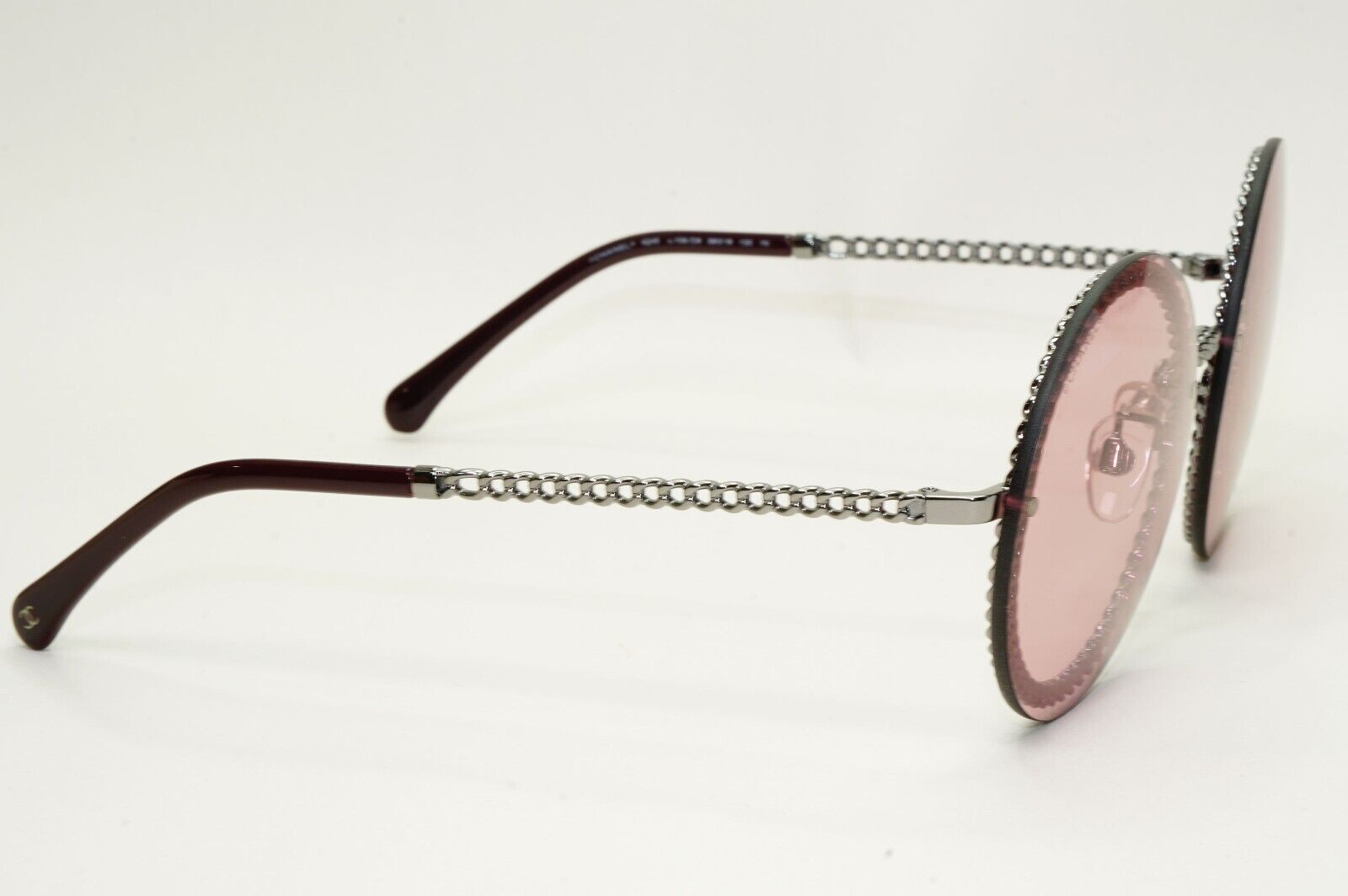 Chanel Sunglasses Chain Round Rimless Metal Grey Gunmetal Pink CH 4245 c.108/D8
