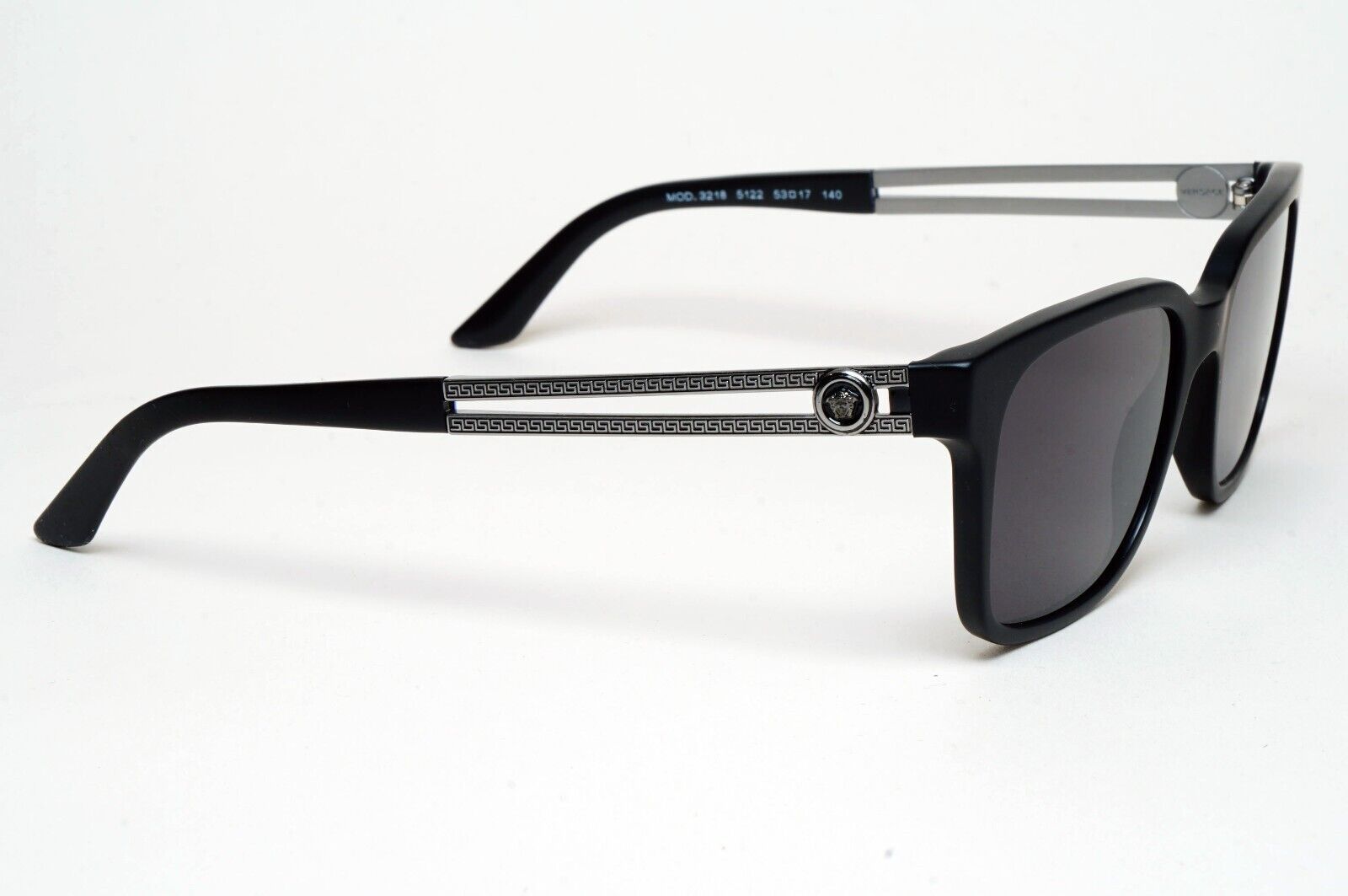 Versace Sunglasses Black Matte Gunmetal Medusa Meander MOD VE 3218 5122 53mm