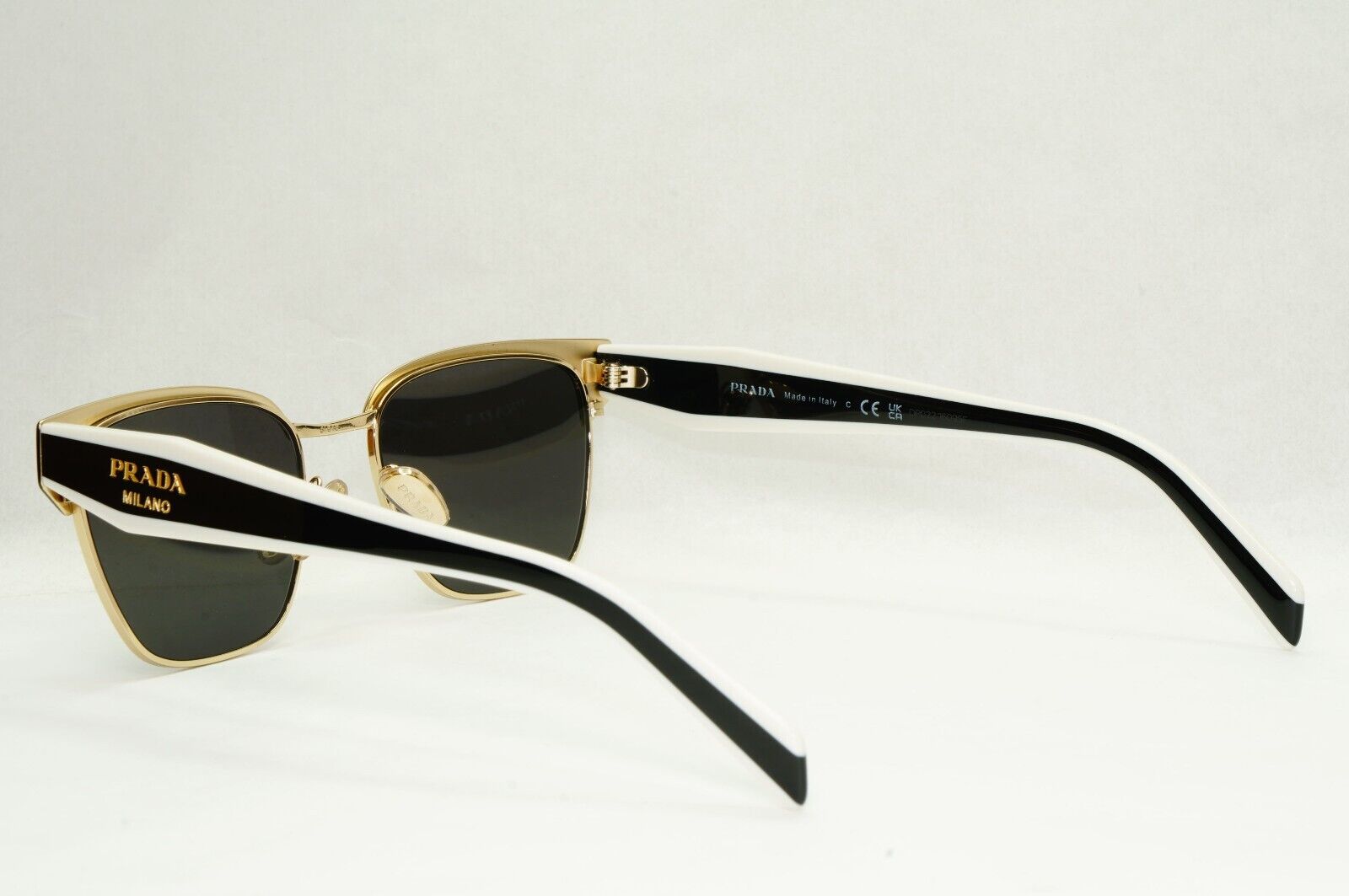 Prada Sunglasses Black Gold White Square Milano PR65YV VPR 65Y 18A-1O1 51mm