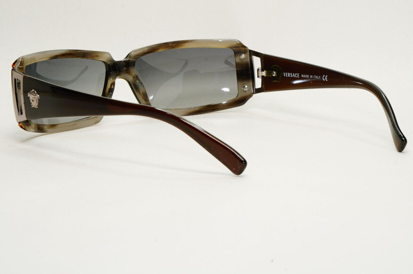 Versace Sunglasses 2004 Vintage Rectangle Wrap Brown Grey MOD 4048 182/11 120824