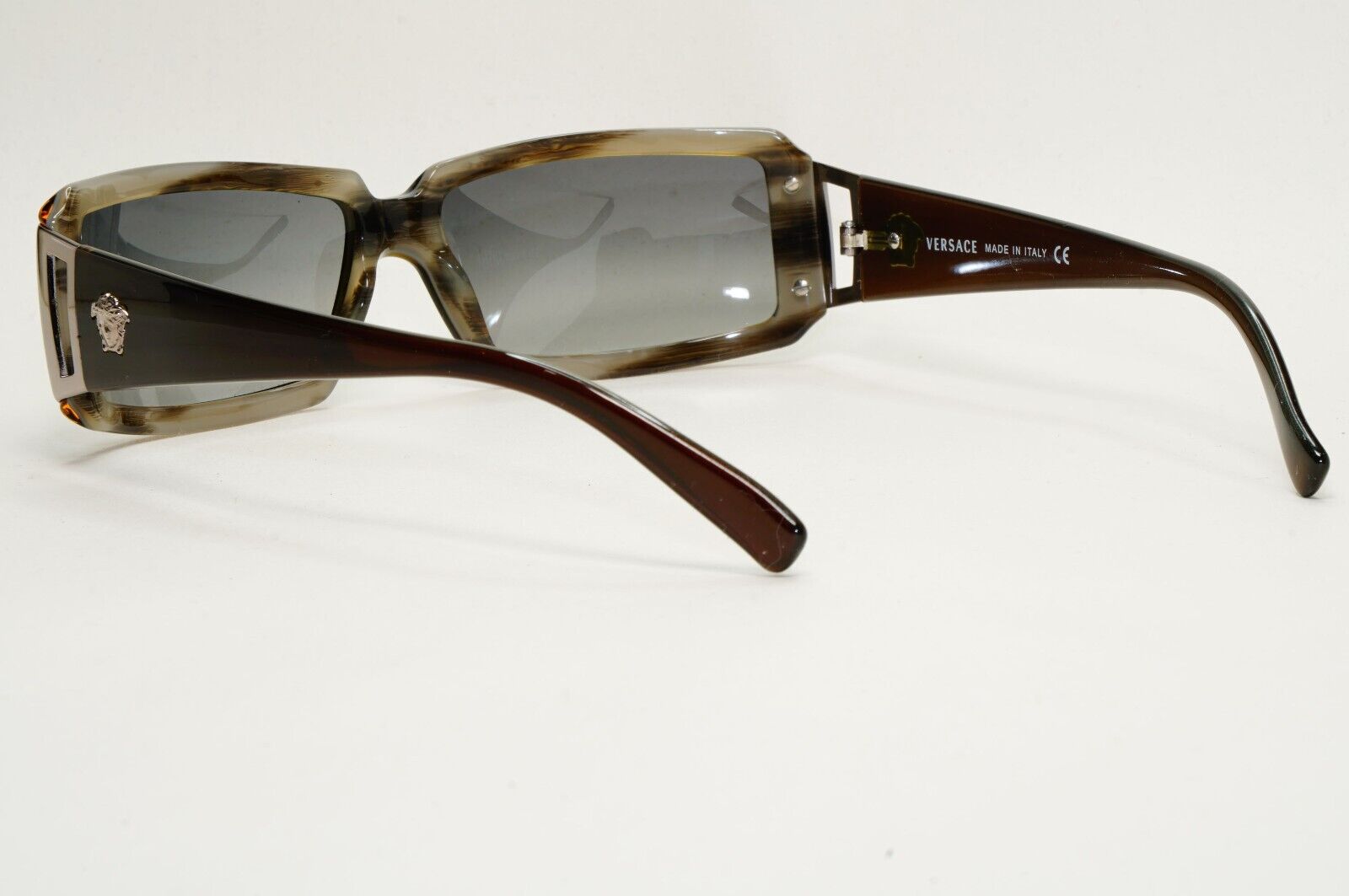 Versace Sunglasses 2004 Vintage Rectangle Wrap Brown Grey MOD 4048 182/11 120824