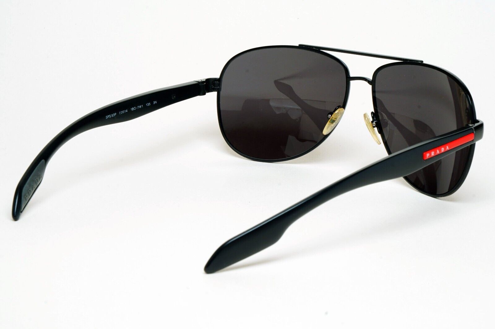 Prada Sunglasses Black Pilot Red Stripe PS53PS SPS 53P 1BO-7W1 62mm 110225