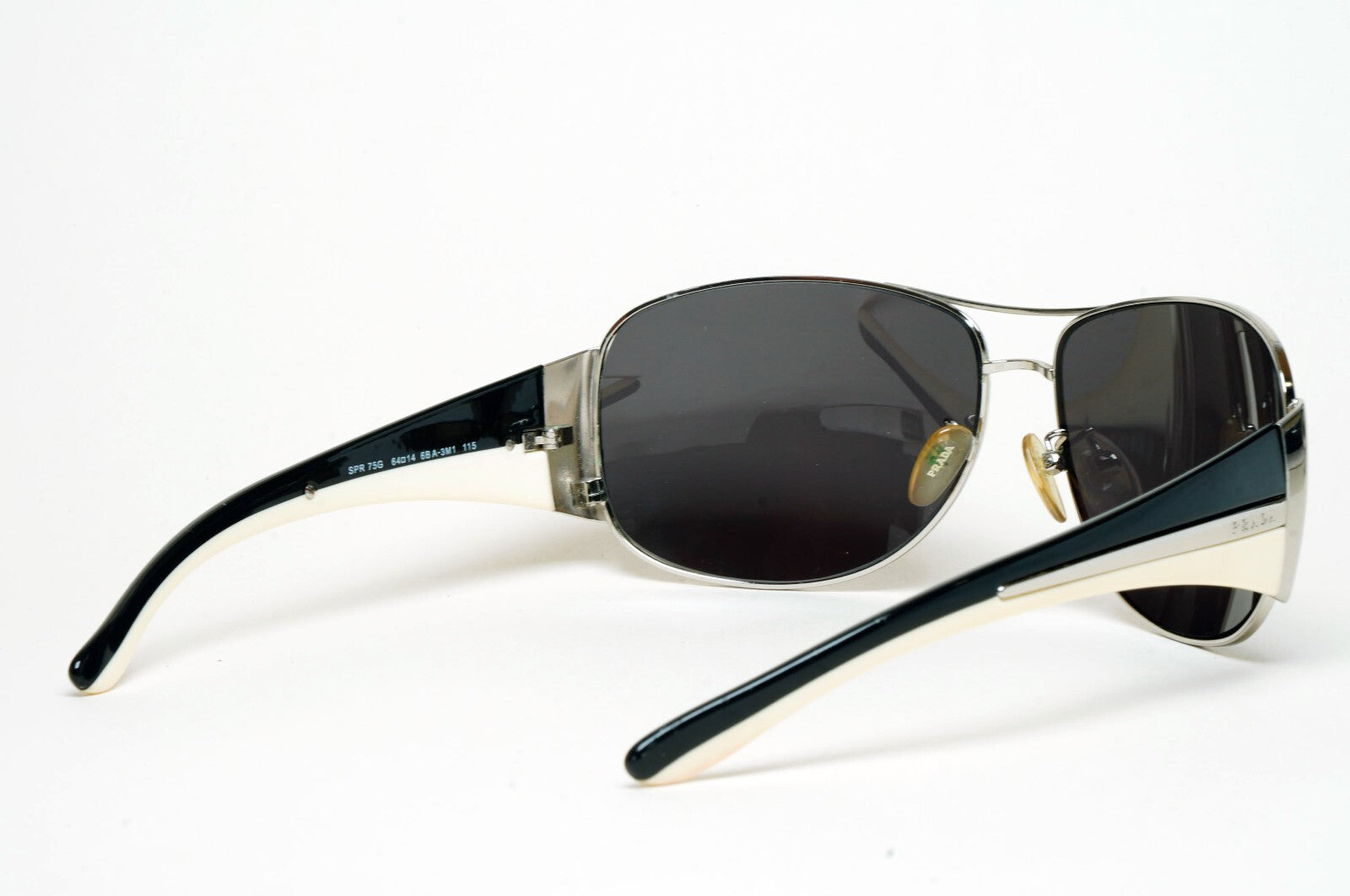 Prada Sunglasses 2006 Vintage Pilot Black Silver PR75GS SPR 75G 6BA-3M1 130225