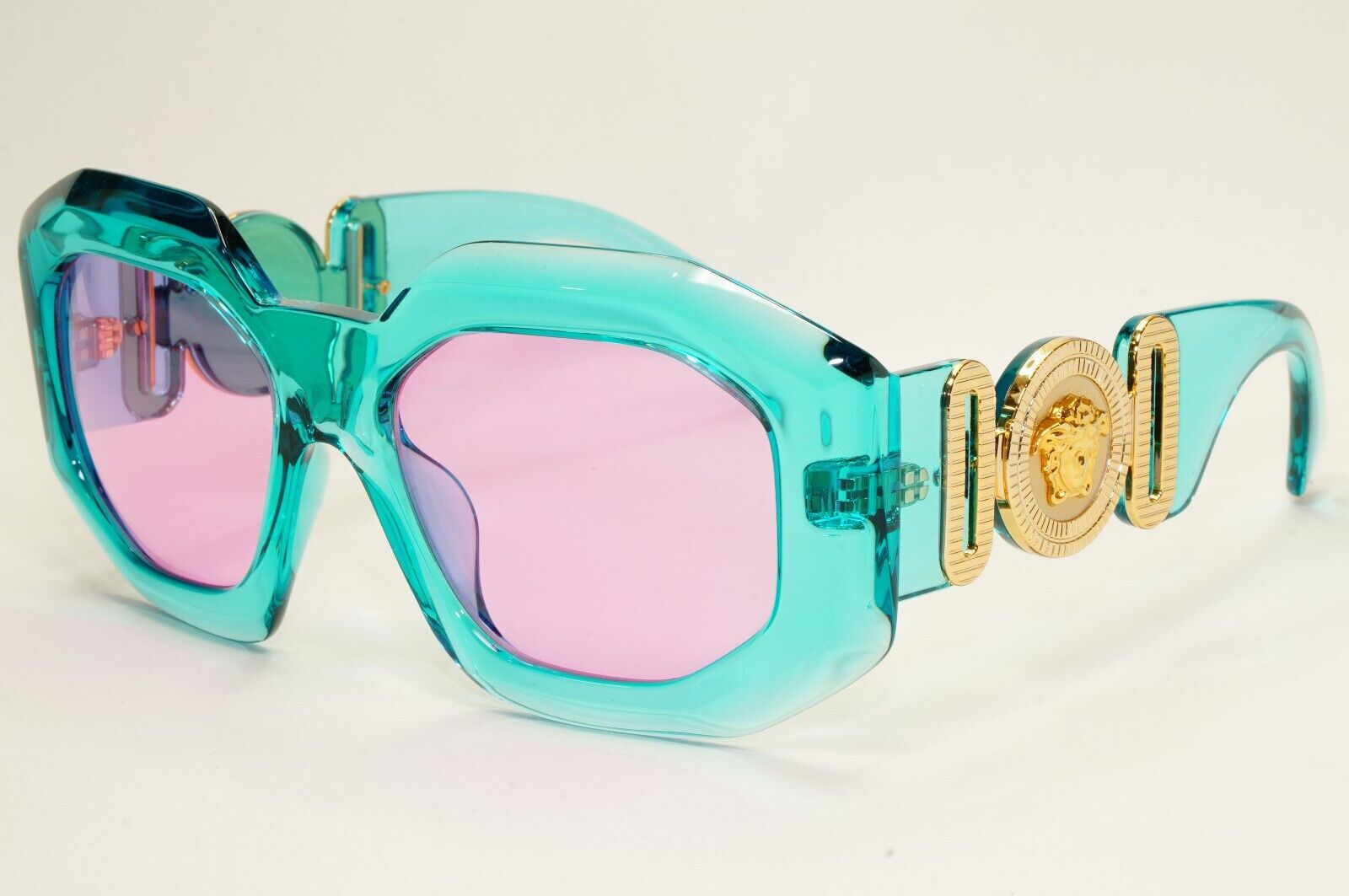 Versace Sunglasses Turquoise Transparent Gold Medusa Fuchsia MOD VE 4424U 5361/5