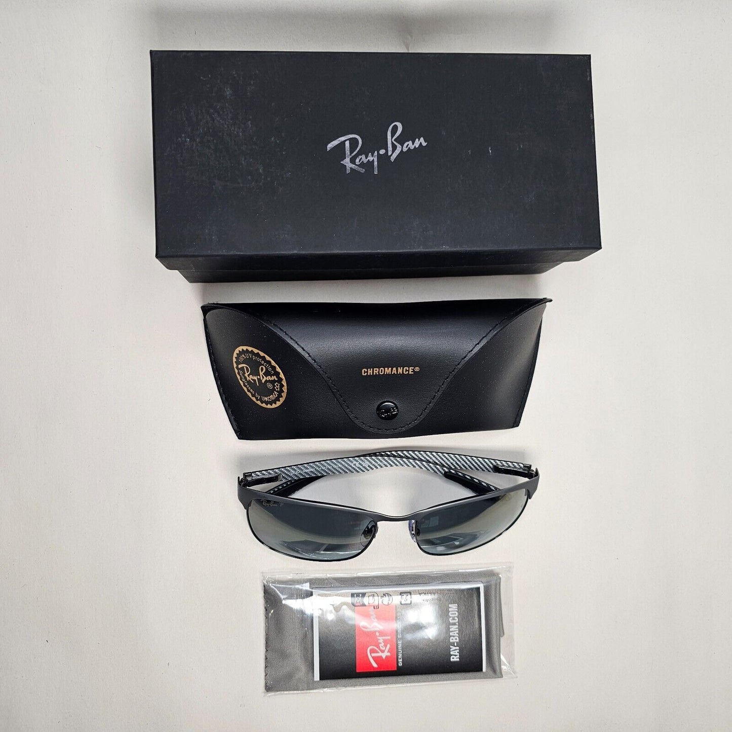 Ray-Ban Sunglasses Carbon Fibre Polarised Tech Chromance Grey RB 8319-CH 9075/J0
