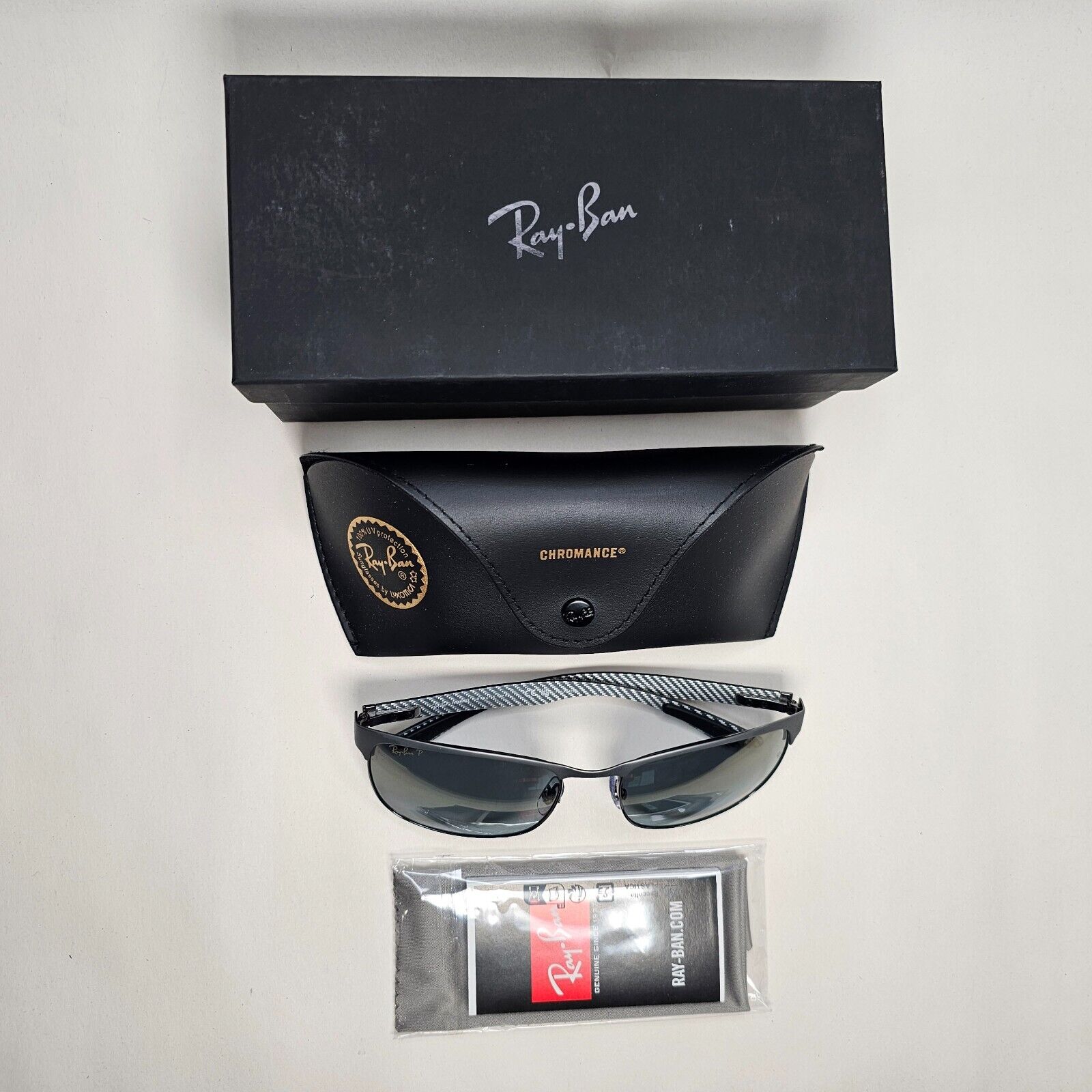Ray-Ban Sunglasses Carbon Fibre Polarised Tech Chromance Grey RB 8319-CH 9075/J0