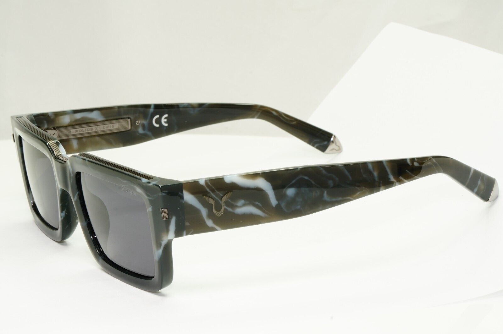 Police Lewis Hamilton F1 Sunglasses Black Grey Marble Square SPL E14 COL 0869