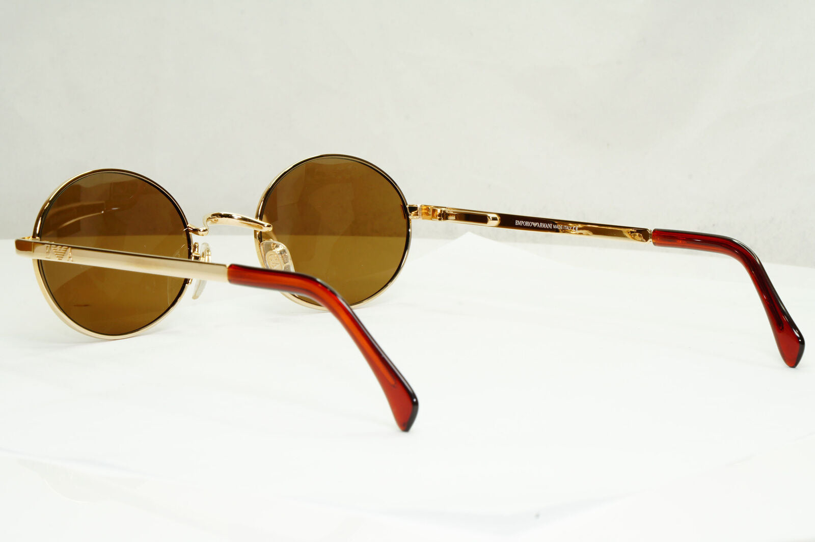 Emporio Armani Sunglasses 1997 Vintage Gold Brown Metal Oval 076 743 50mm C