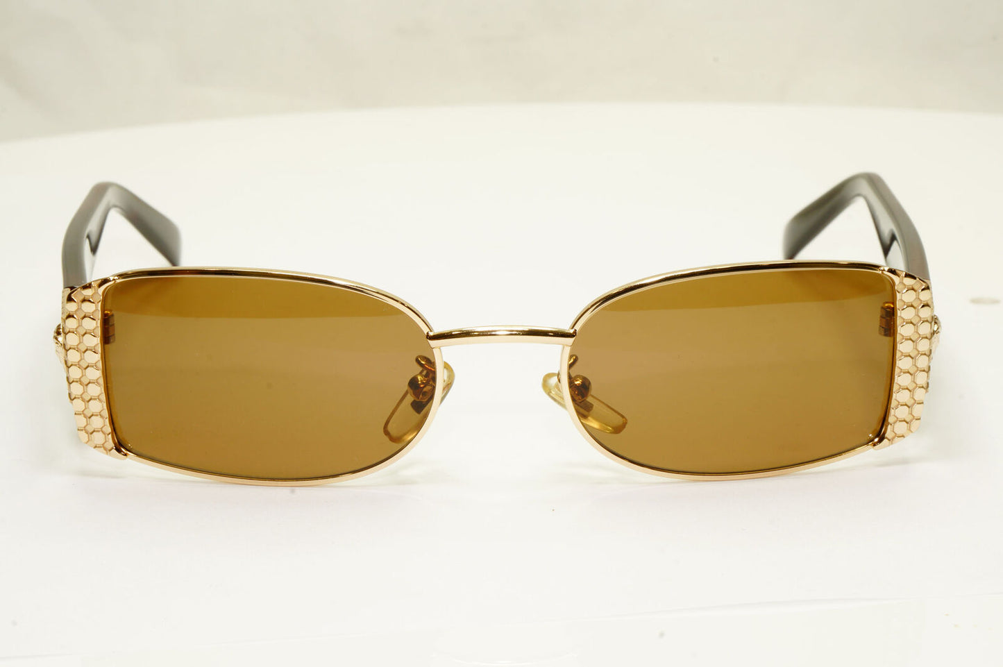 Gianni Versace 1996 Vintage Gold Medusa Brown Metal Sunglasses MOD X40 COL 030