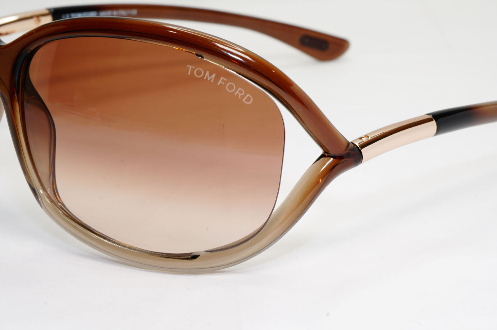 Tom Ford Sunglasses Jennifer Brown Gradient Shiny Gold Wrap FT0008 TF8 38F