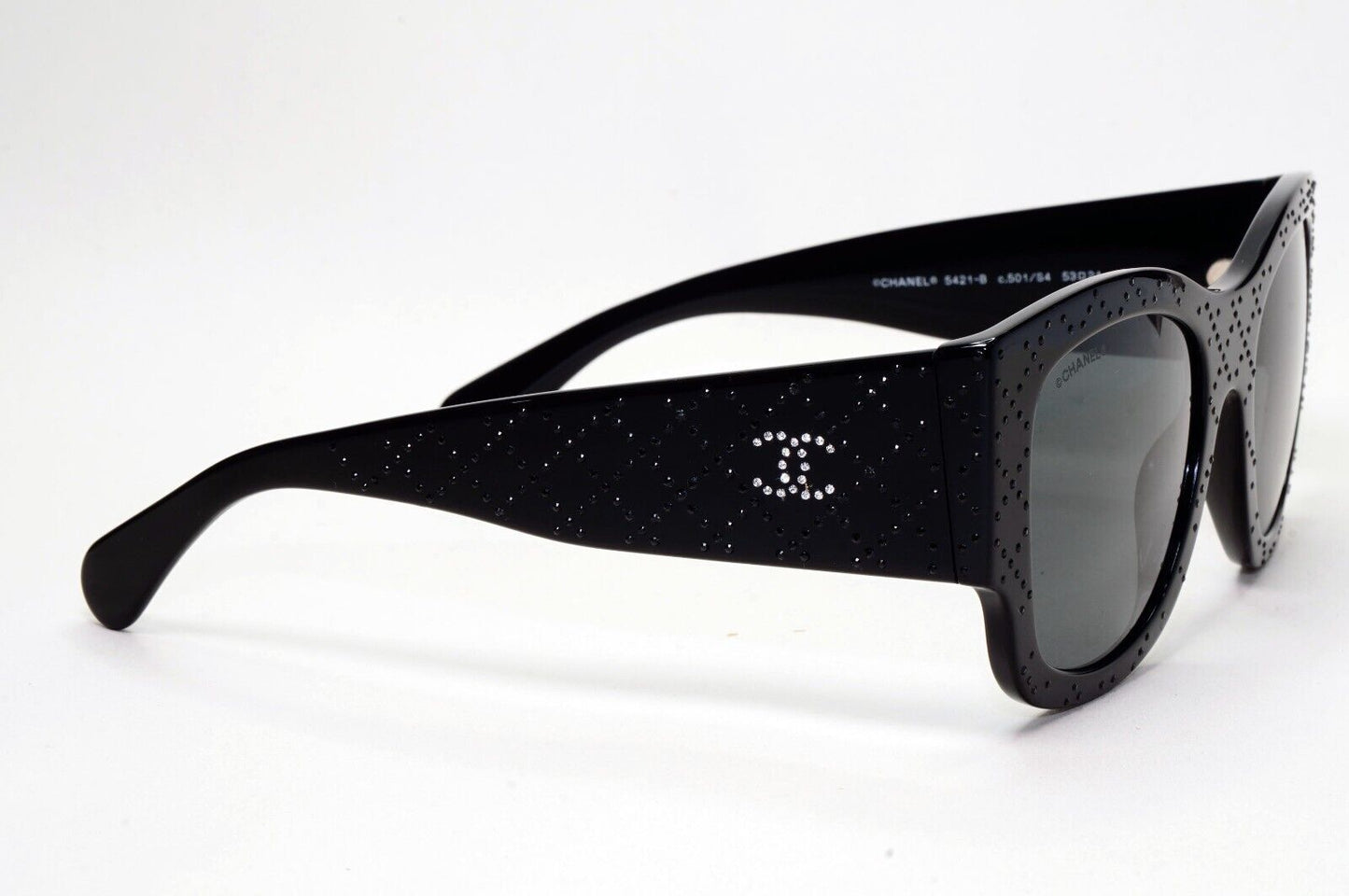 Chanel Sunglasses Black Diamante Rhinestone Square Large 5421-B c.501/S4 53mm