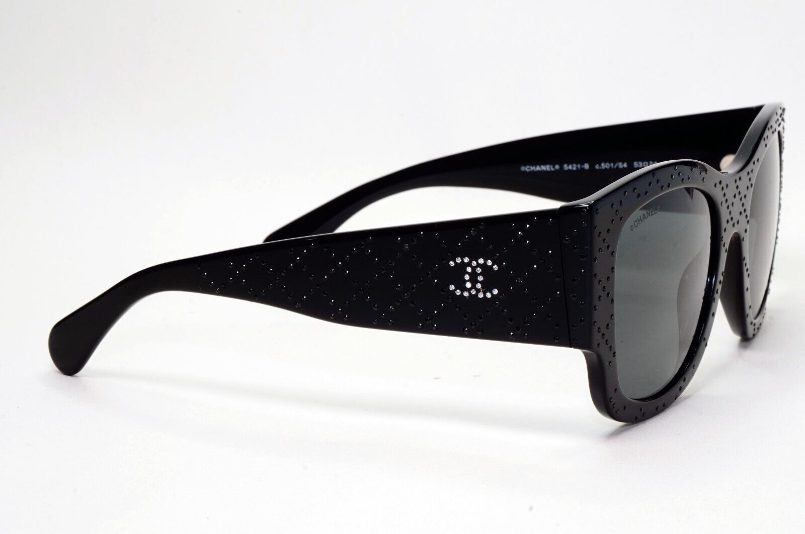 Chanel Sunglasses Black Diamante Rhinestone Square Large 5421-B c.501/S4 53mm