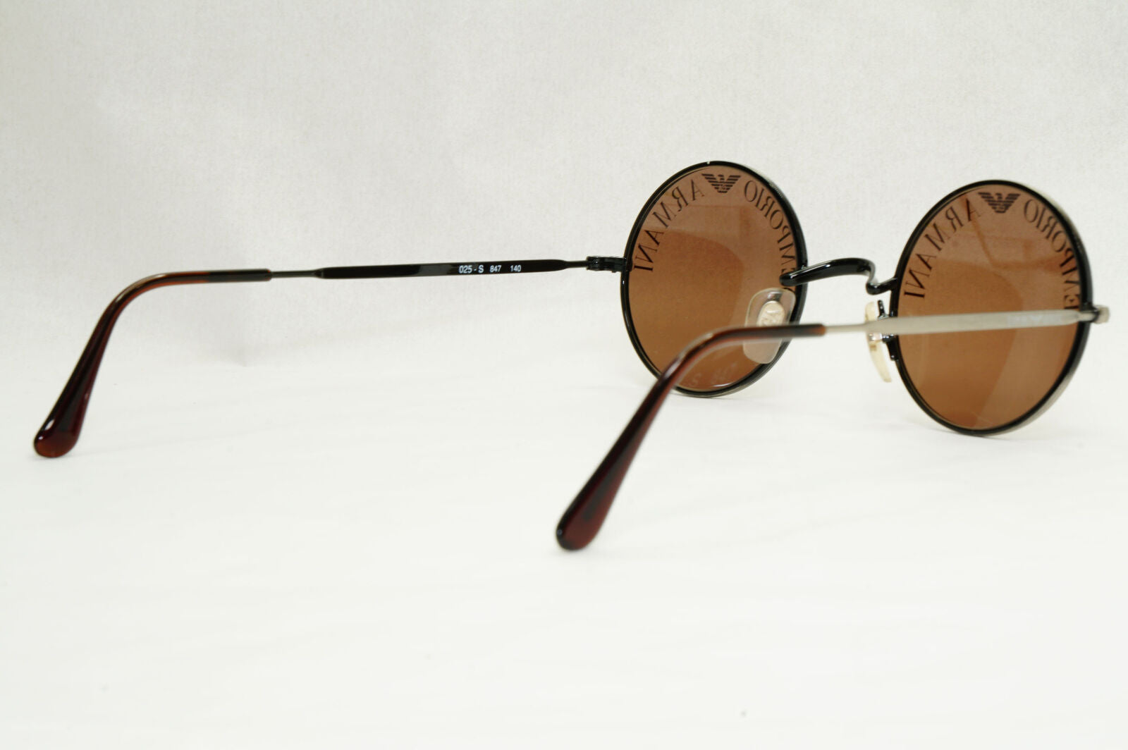 Emporio Armani 1997 Vintage Sunglasses Round Lens Print Brown 025-S 847 130124