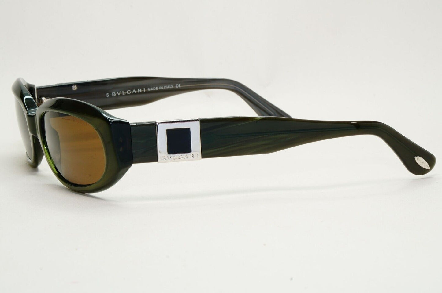 Bvlgari Sunglasses 2007 Vintage Rectangele Brown Dark Green Olive 822 584 091124