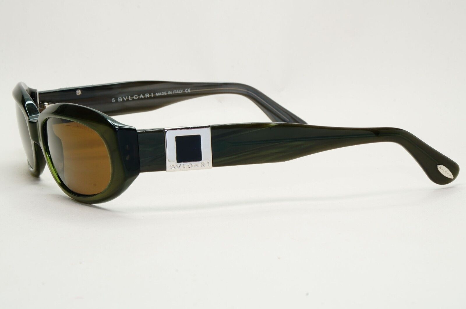 Bvlgari Sunglasses 2007 Vintage Rectangele Brown Dark Green Olive 822 584 091124