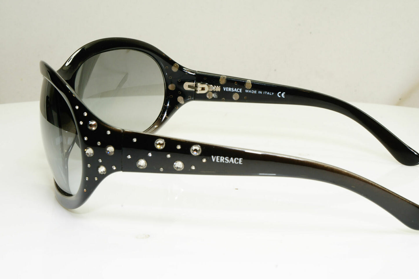 Versace Crystal Gem Black Grey Sunglasses Wrap Womens Designer 4063 528/11 29791