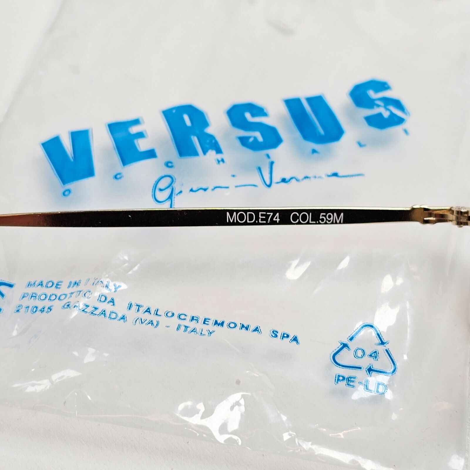 Versus Sunglasses 1996 by Gianni Versace Vintage Round Black MOD E74 COL 59M