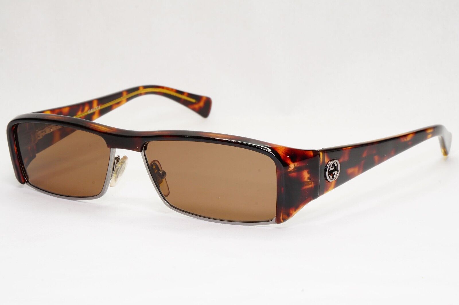 Gucci Sunglasses 1997 Vintage Brown Rectangle Tortoise GG 1530/S DLLIZ 051223