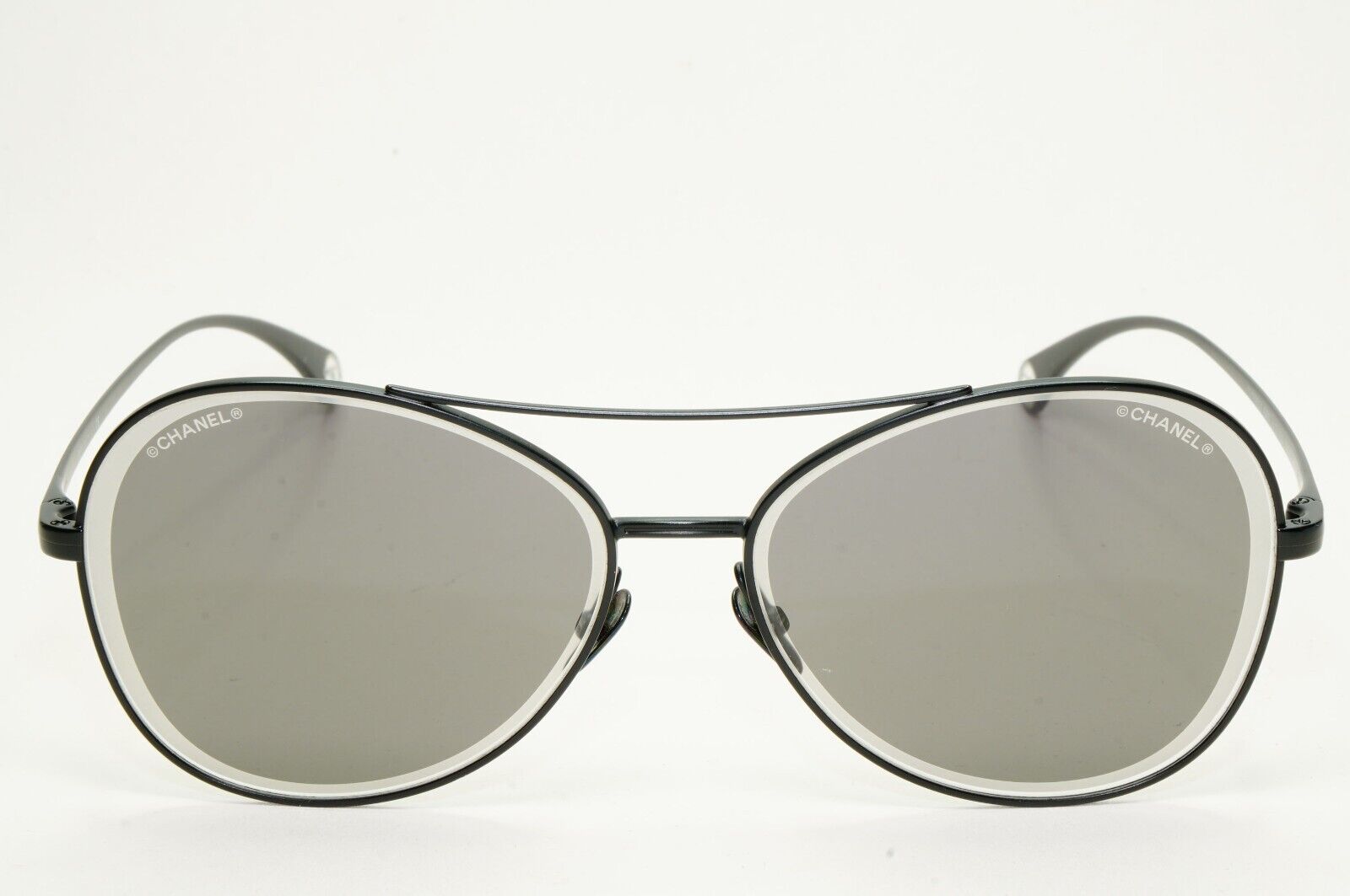 Chanel Sunglasses Black Matte Grey Pilot Metal Designer 4260 c.101/EG 59mm