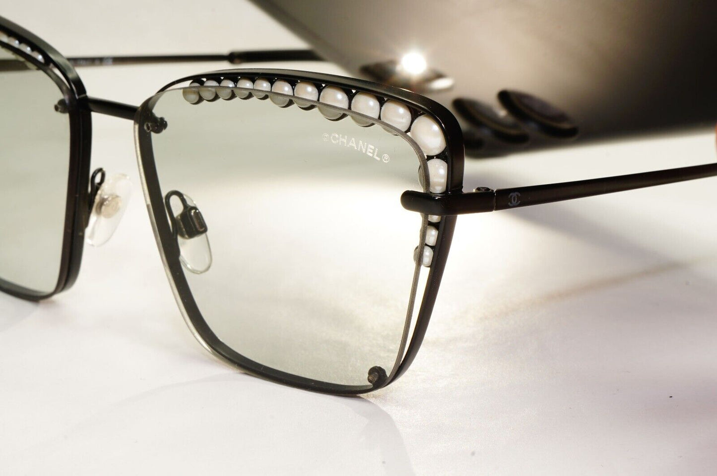 Chanel Sunglasses Pearl Black Square Metal Light Grey 4235-H c.101/87 57mm