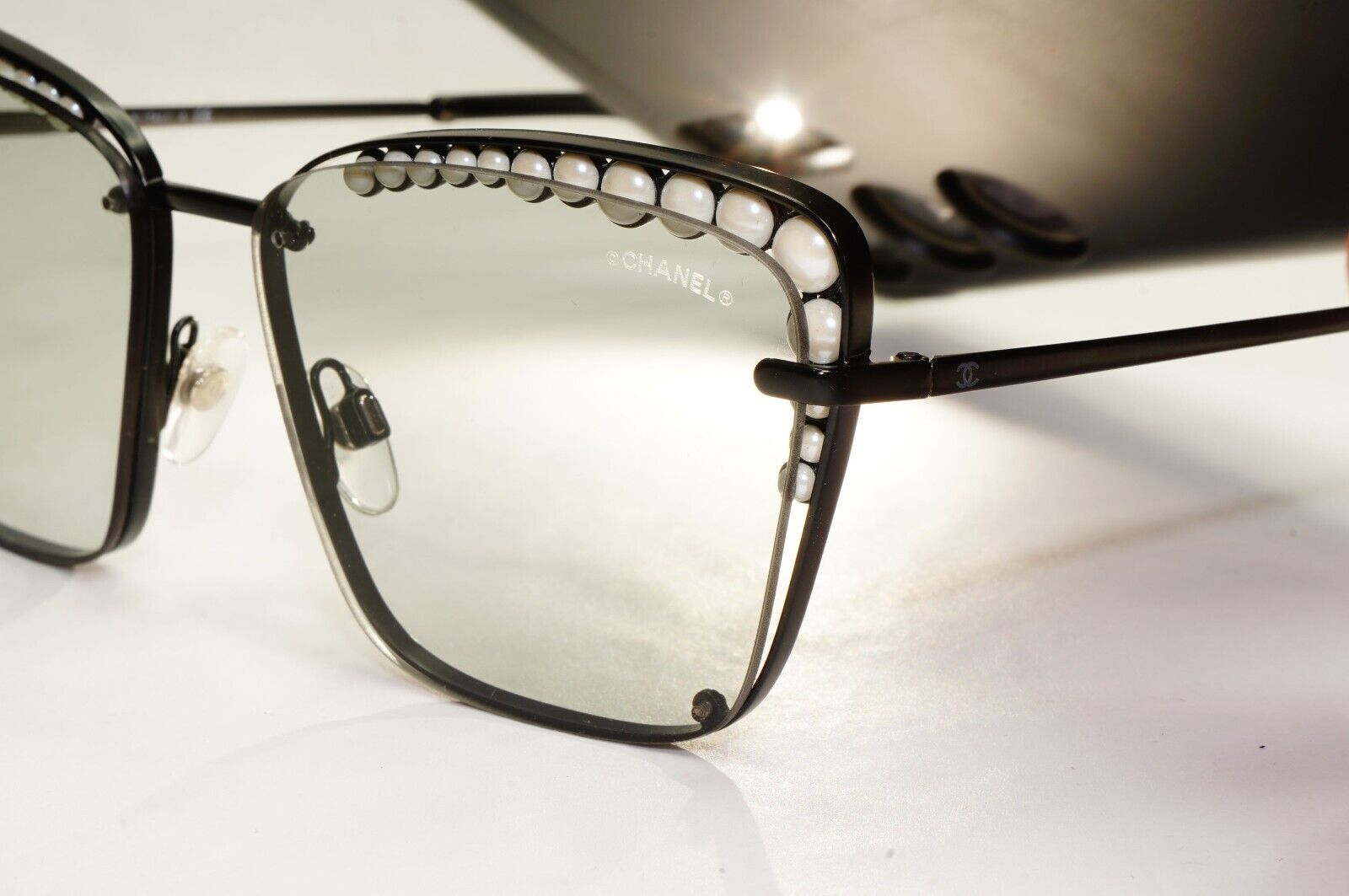 Chanel Sunglasses Pearl Black Square Metal Light Grey 4235-H c.101/87 57mm