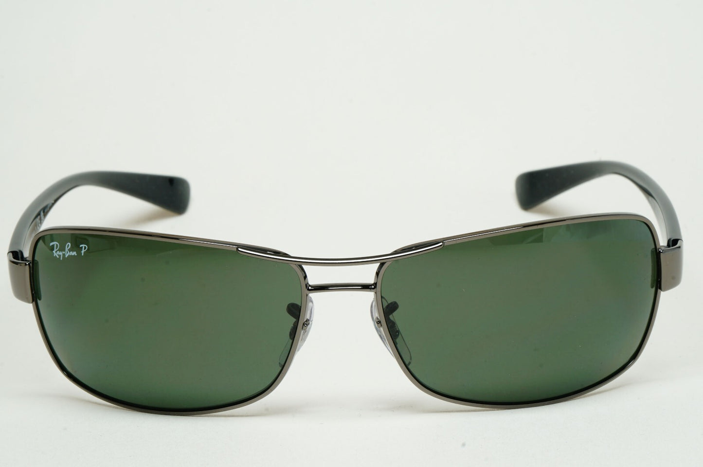 Ray-Ban Sunglasses Polarized Dark Green Gunmetal Wrap Navigator RB 3379 004/58