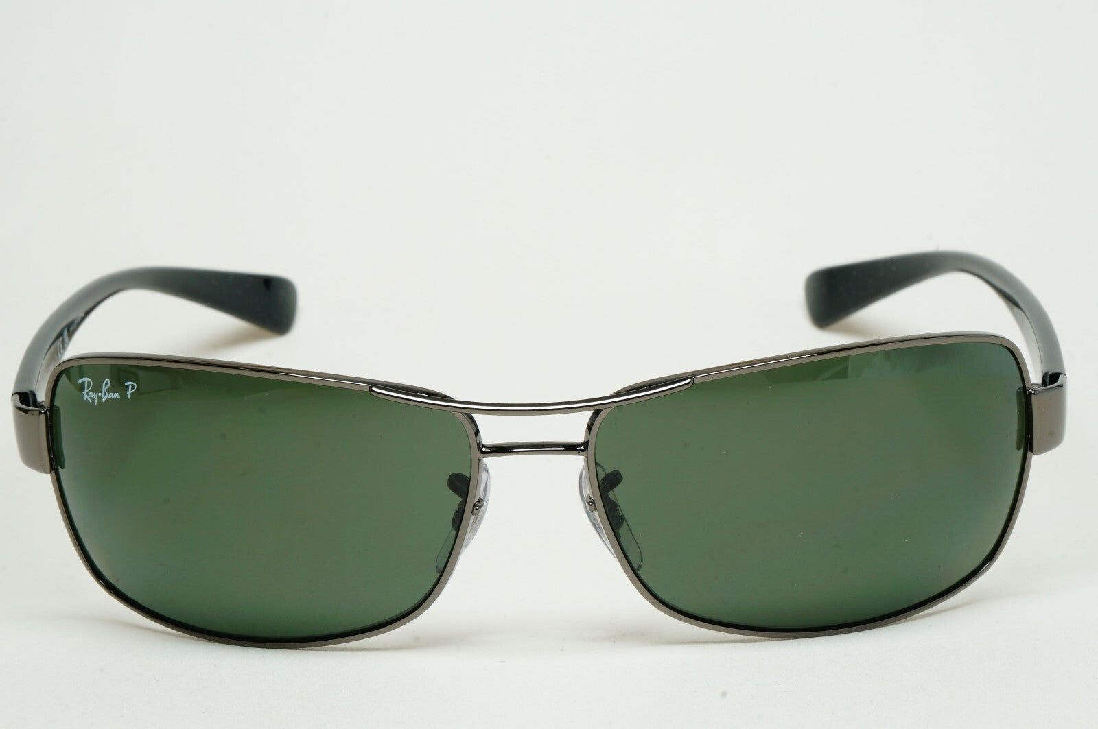 Ray-Ban Sunglasses Polarized Dark Green Gunmetal Wrap Navigator RB 3379 004/58