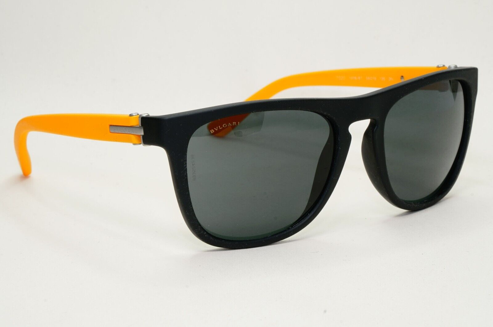 Bvlgari Sunglasses Rubber Black Yellow Grey Square BV 7020 1008/87 56mm 081024