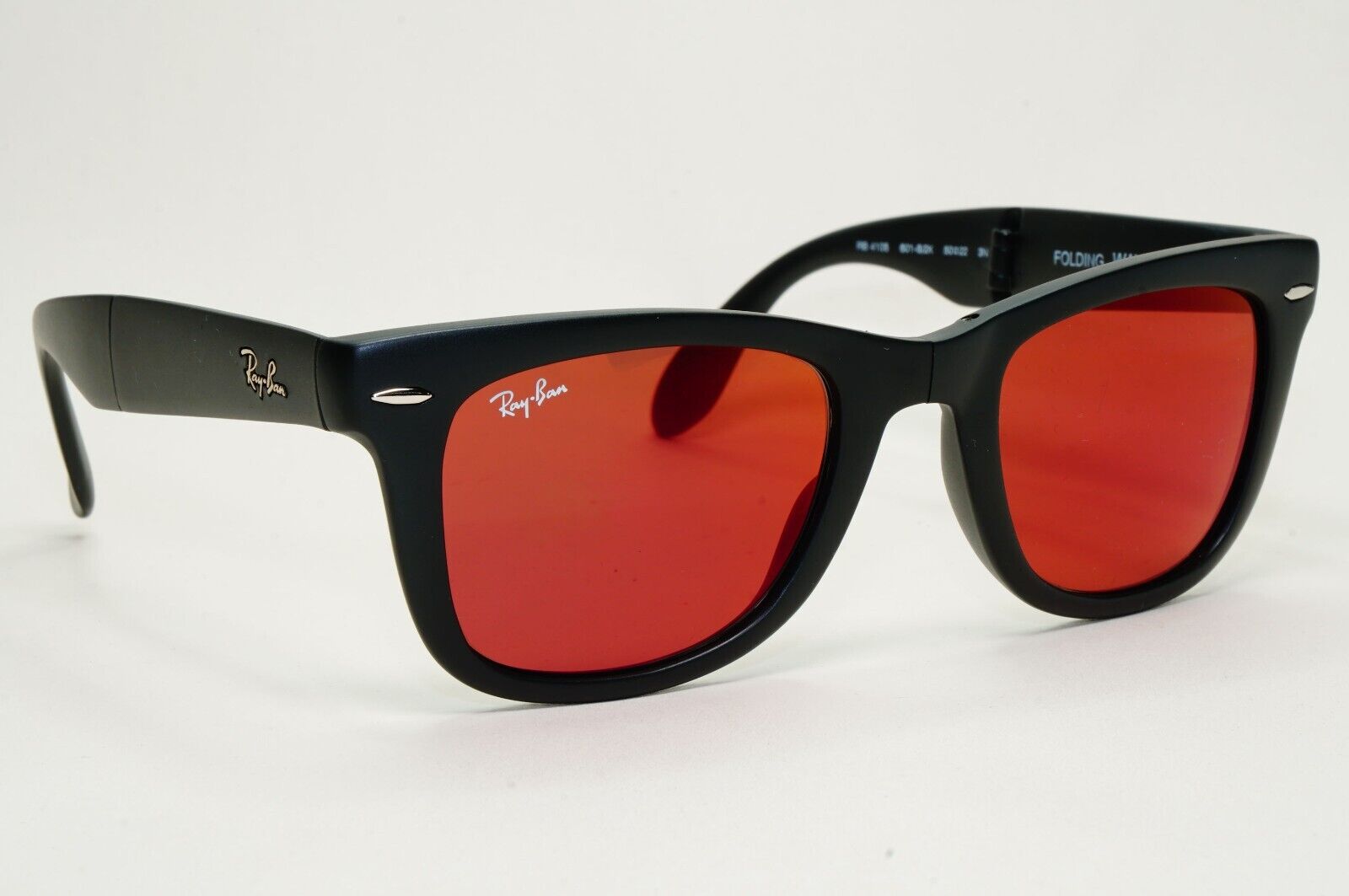 Ray-Ban Sunglasses Folding Wayfarer Black Matte Red Mirror RB 4105 601-S/2K
